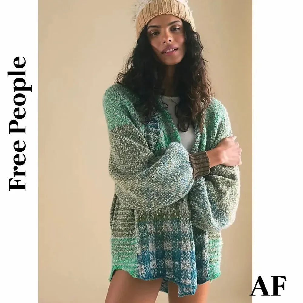Free People Time after Time in Jade Oasis Knit Cardigan Size SP New